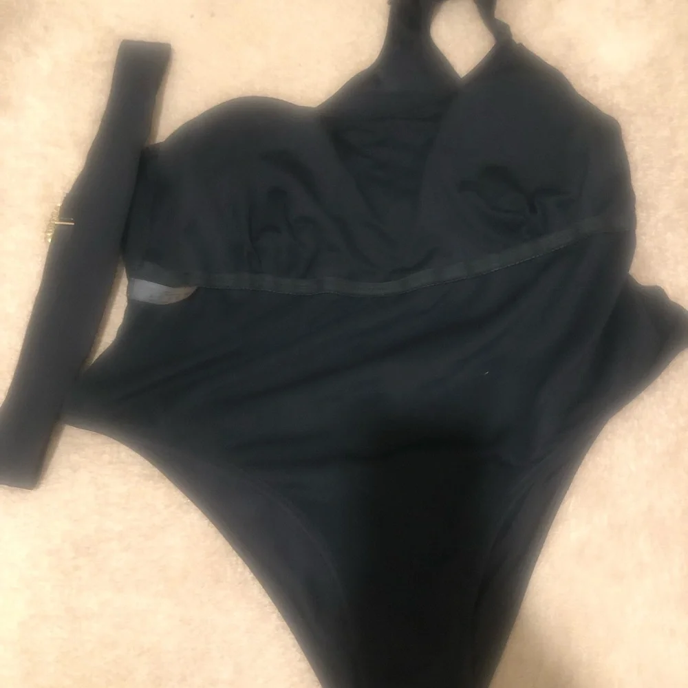 Pearls  and bling Decor One Shoulder One Piece Swimsuit plus size  size 16/18